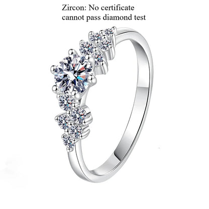 Pass Diamond Tester 5/6.5mm D VVS1 Moissanite Rings for Women Sparkling Wedding Promise Band 925 Sterling Silver Jewelry