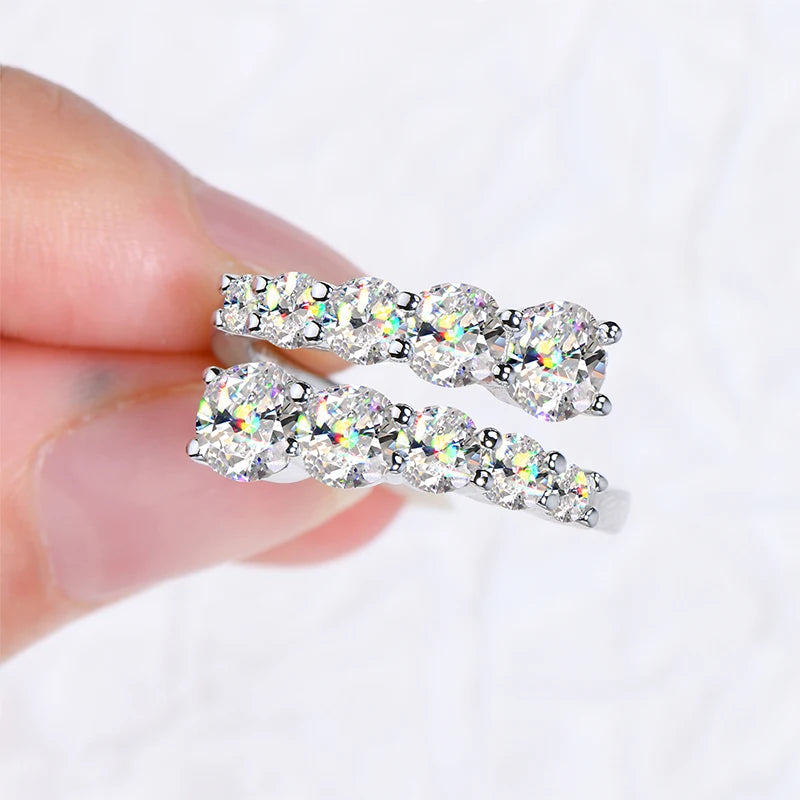 10 Stones All Moissanite Bridal Rings Open Ring 925 Silver with Certificate Woman Engagement Wedding Jewelry Anillos Original