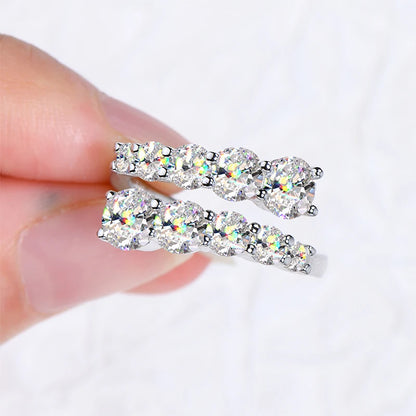 10 Stones All Moissanite Bridal Rings Open Ring 925 Silver with Certificate Woman Engagement Wedding Jewelry Anillos Original