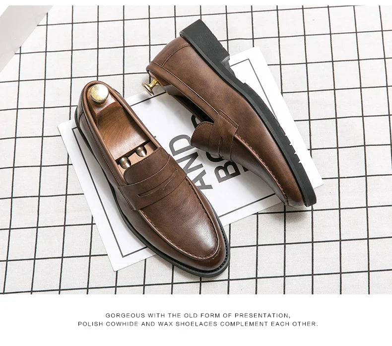 Classic Men's Dress Shoes Office Formal Leather Shoes High Quality Brogues Casual Business Shoes For Men Social Party Loafers