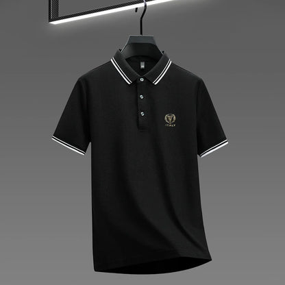 100% pure cotton men's polo shirt high-end brand unique letter printed short sleeve summer new comfortable casual lapel T-shirt