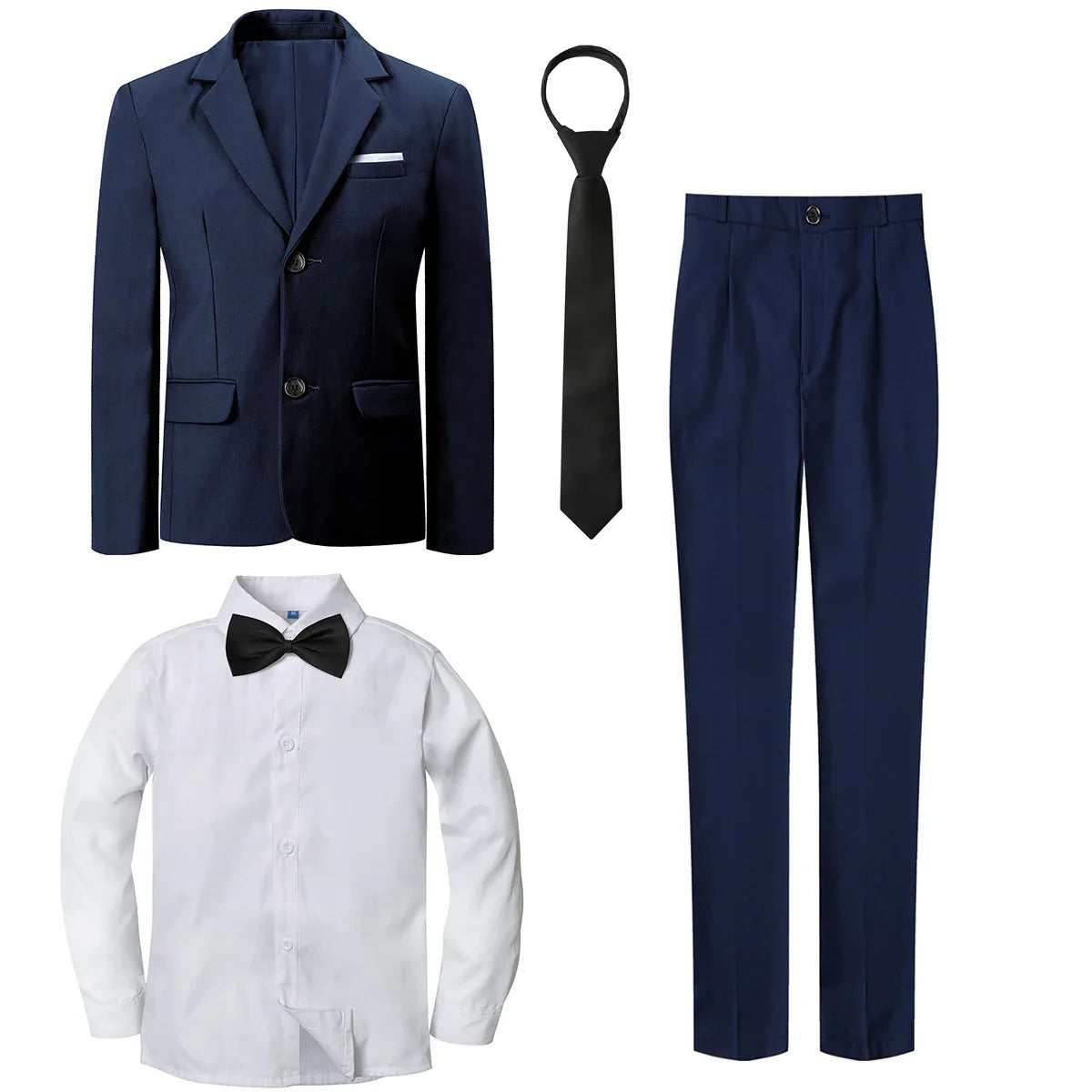 Boys Suit Kids Wedding Tuxedo Easter Birthday Party Gift Formal Perform Outfit Set Pants + Blazer + Dress Shirt + Necktie 4PCS