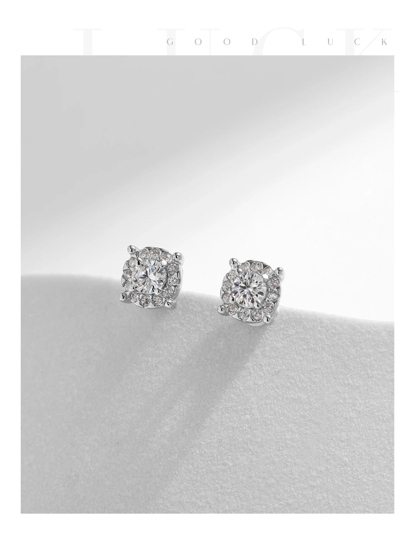 MODIAN D Color Moissanite Stud Earrings Round Cut Lab Created Diamond 925 Sterling Silver Silver Bridal Jewelry For Women Gifts