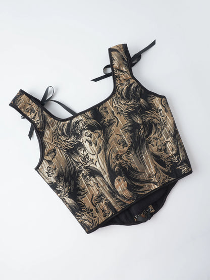 This printed double shoulder strap can be tied with a bow It's a sexy strapless and body-shaping top for women