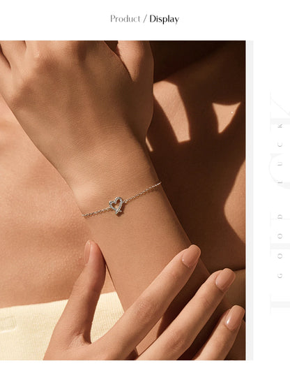 D Color Moissanite 925 Sterling Silver Sweet Romantic Irregular Heart Link Chain Bracelet For Women Fine Jewelry