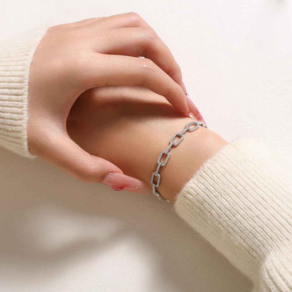 Fashion Hip Hop Moissanite Bracelet For Men S925 Silver 18k Gold Plated Luxury Exquisite Bangle Women's Banquet Jewelry