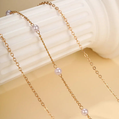 LATS Multilayer Pearl Cross Love Heart Pendant Necklaces for Women Gold Color Fashion Collarbone Neck Chain 2024 Trend Jewelry