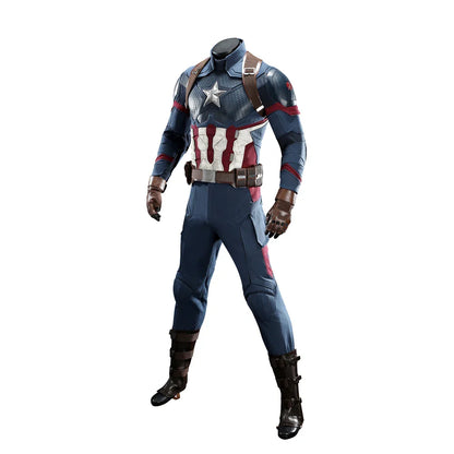 High Quality Adult Superhero Captain Steven Rogers Cosplay Costume Battle Uniform Costume  Halloween Carnival Helmet Boots