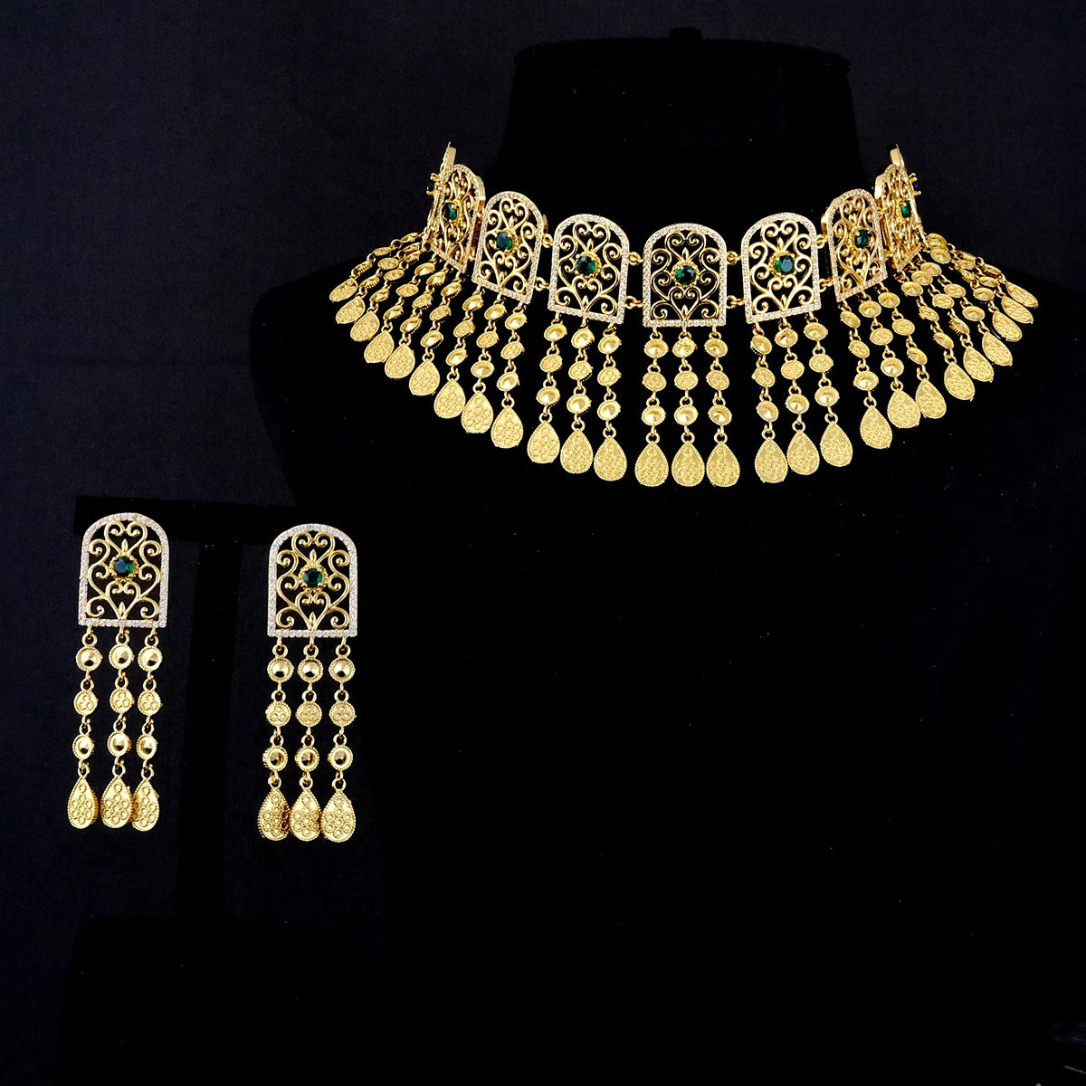 Trendy Fashion2PCS Luxury Waterdrop Indian Jewelry Sets For Women Wedding Party Indian Dubai Bridal jewelry Set