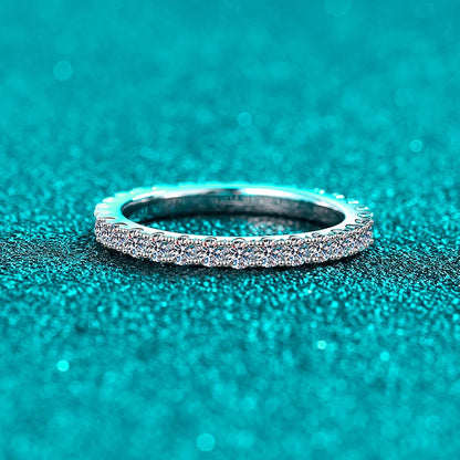 D Color 2mm Full Moissanite Diamond Ring for Women Sterling Silver 925 with Gold Plated Wedding Bridal Band Rings Jewelry