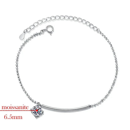 1CT Solitaire Moissanite Bracelets for Women D Color Simulated Diamond Bangles S925 Sterling Silver Jewelry Wedding Gift