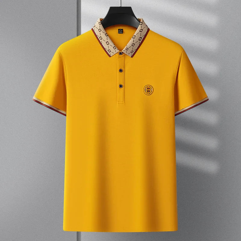 2025 New Summer Men's Business Leisure High end Fashion Boutique Embroidery Original Design Top Short sleeved Polo Shirt