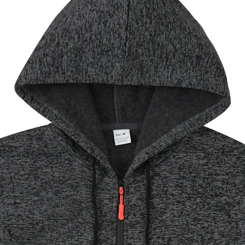 Heavy fleece men's jacket winter retro tooling pocket hooded zipper sports sweater men