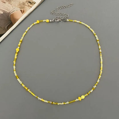 1 pc Irregualr Glasses Beads Choker Necklace for Women Fashion Trendy Popular Short Neck Jewelry Colorful Necklace  Wholesale