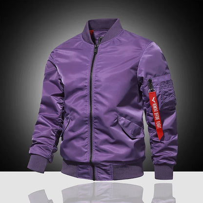 Spring and Autumn Winter Air Force MA1 Pilot Jacket Men's Solid Color Baseball Jacket Casual Thick Windproof Warm Cotton Jacket