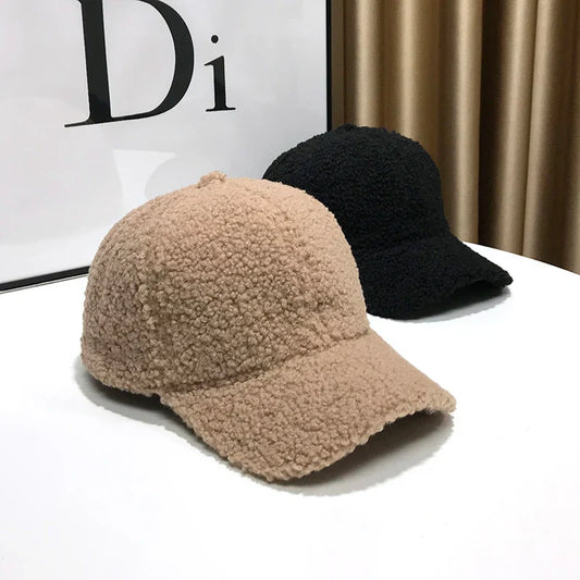 Winter Hats For Women Baseball Caps Plush Thickened Warm Baseball Cap Female Casual Solid Color Fashion Design Outdoor