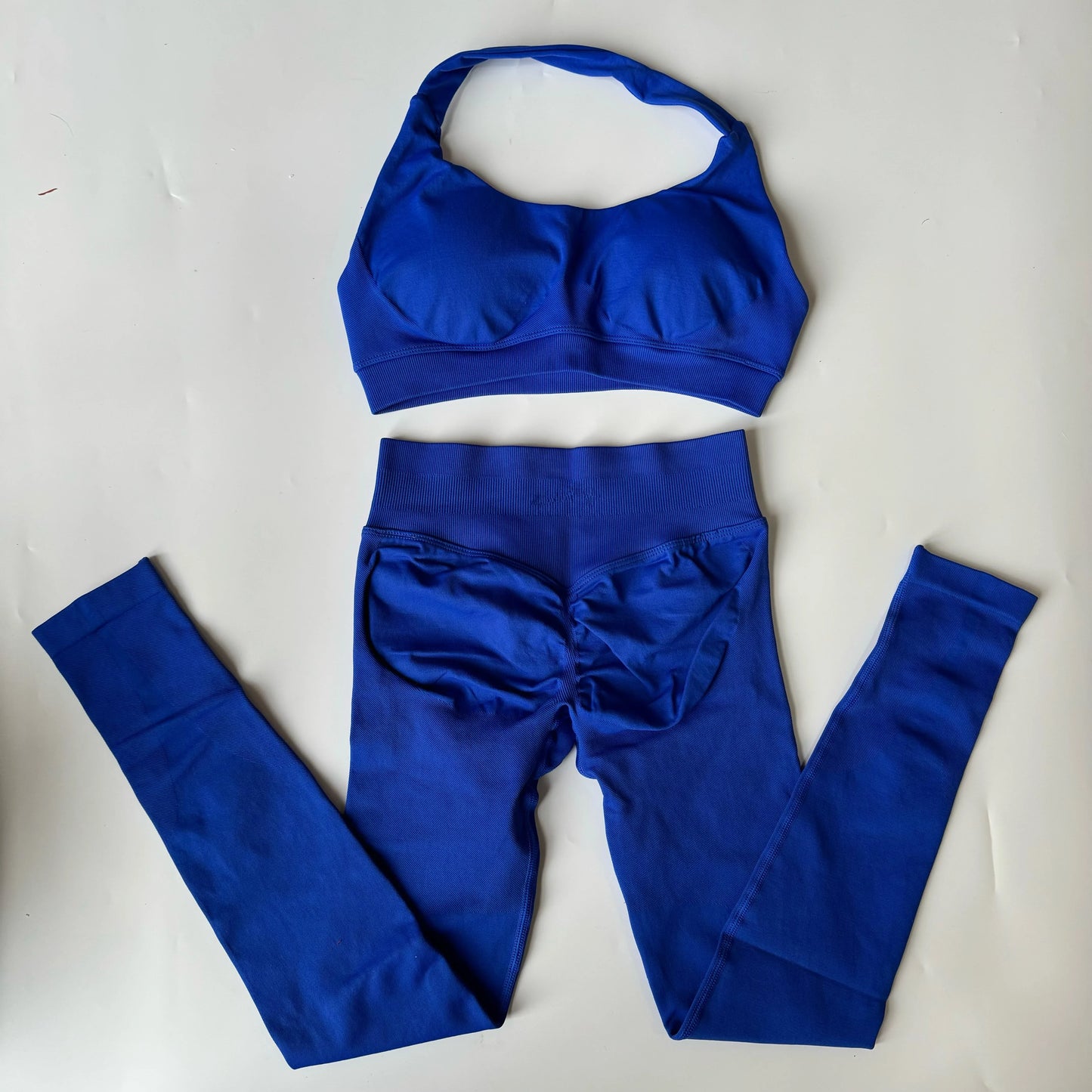 Yoga Legging Sets for Women Seamless Yoga Set Scrunch Butt Legging Set Workout Gym Suit with Halter Crop Top