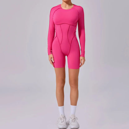 Women's High Elasticity Sports Bodysuit Kit Yoga Fitness Jumpsuit Open Back Hip-Lift Outdoors Gym Workout Sexy Fitness Outfit