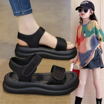 Thick soled Roman sandals for women, new summer sports soft soled work versatile, non tiring, non slip beach shoes