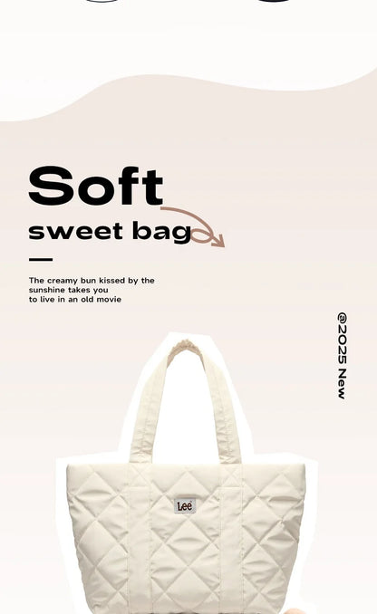 Large Soft Puffer Bag Women Big Size College Students Laptop Book Quilted Tote Bag Lady Down-filled Shopping School Bags