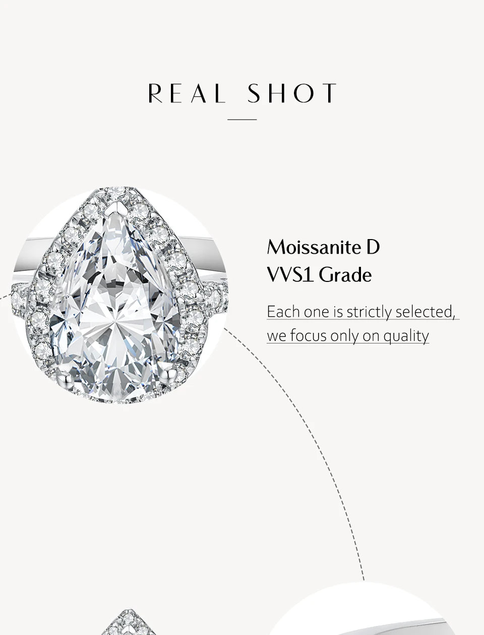 Pear Cut 2.0CT D Color VVS1 Luxury Moissanite Ring Real 925 Sterling Silver for Women Engagement Wedding Jewelry Gift