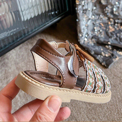 Baby Girls Hot Sale Summer Princess Fashionable Embroidery Soft Hollow Sandals Kid Elegant School Lightweight Cute Walking Shoes