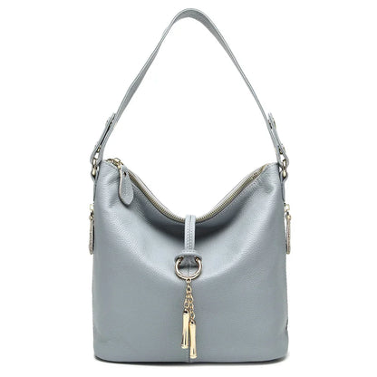 Elegant Blue Women Shoulder Bag 100% Genuine Leather White Hobos Handbag Lady Messenger Purse Charm Lock Decoration Red