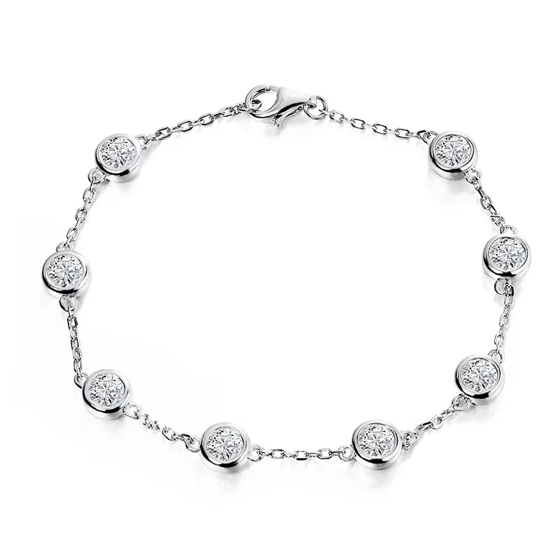 D VVS All Moissanite Tennis Bracelet 4mm 2.4ct Lab Diamond Wedding Fine Jewelry 925 Sterling Sliver Bracelets for Women