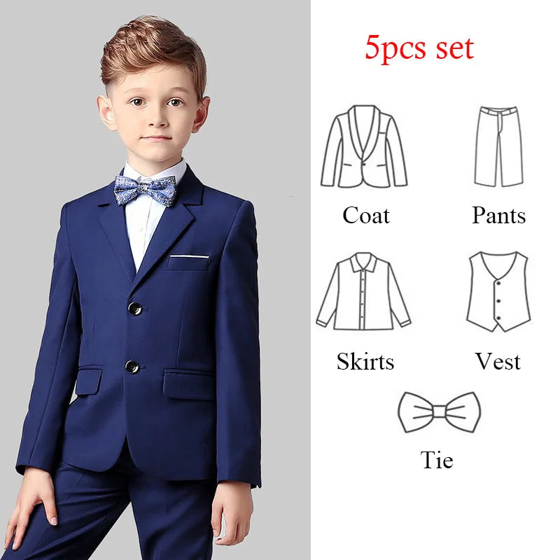 Spring Autumn Children Boy Wedding Suit Teenager Kids Formal Elegant Suits For Boy 1-14  Years Boys Suits Outfits Set