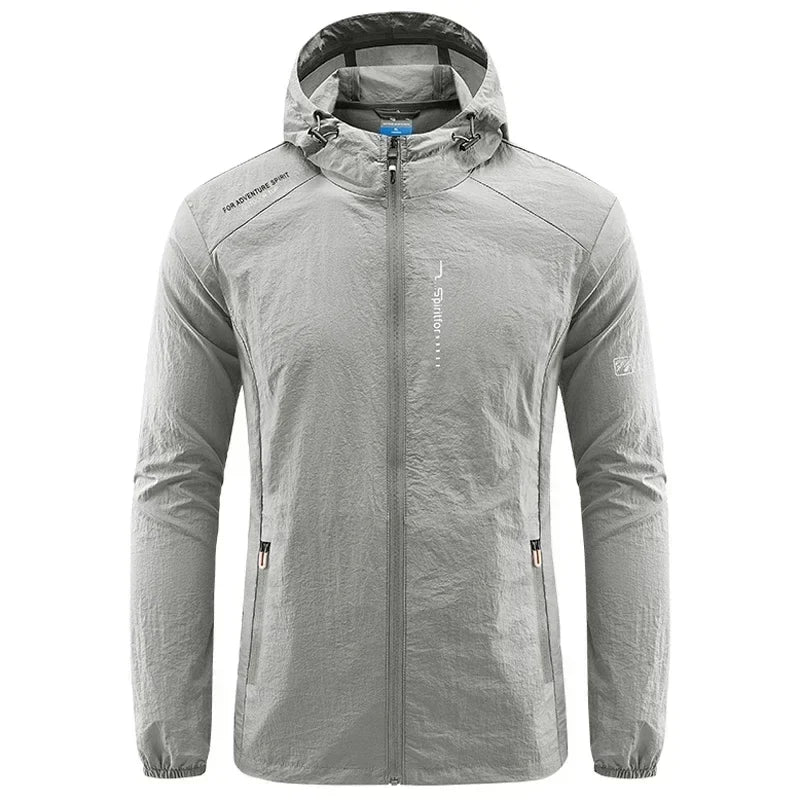 Men's UPF 50+ UV Protection Windbreaker Quick Dry Jacket Outdoor Sun-Protective Thin Hiking Fishing Cycling Hooded Sport Light