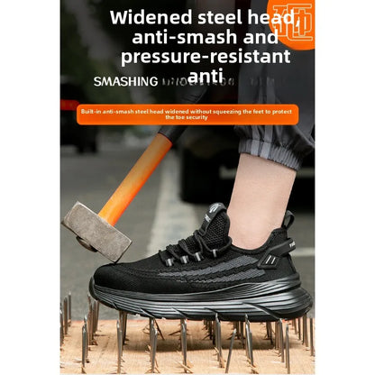 Men's Summer Labor Protection Shoes Insulated Anti-Smashing Anti-Piercing Steel Toe Caps Safety Comfortable Work Footwear
