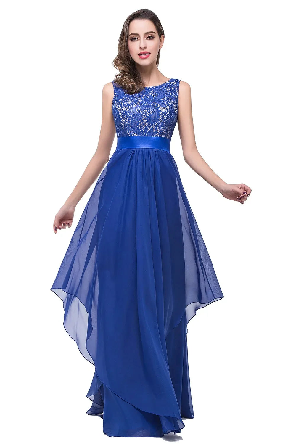 Chiffon Lace Long Prom Dresses Female Black Evening Party Gowns With Sashes Burgundy Vestido de Festa Longo Sleeveless Layers