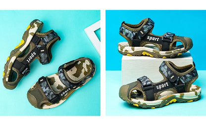 Children's Summer New Sandals Boys Fashion Camouflage Mountaineering Anti slip Sandals Outdoor Leisure Sports Slippers 28-40