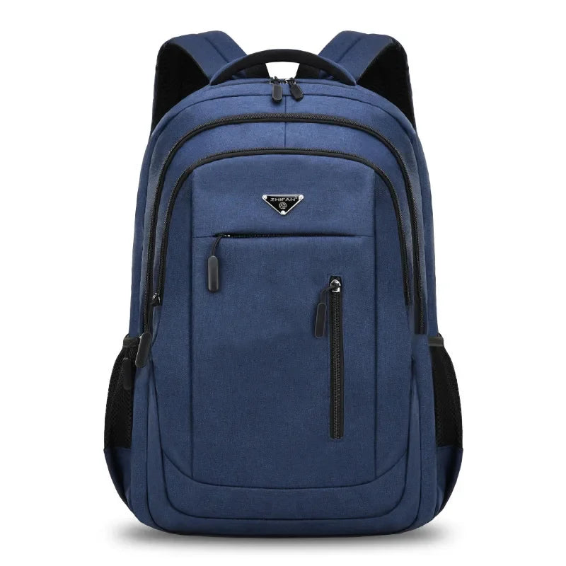 Large Capacity Backpack Men Laptop Backpacks 15.6 Oxford Black Solid High School Bags