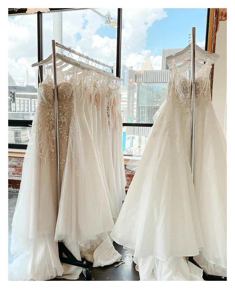 A-line Flowers Appliques vestidos de novia Wedding Dress Spaghetti Strap Bridal Gowns Sweetheart Wedding Gown Customized