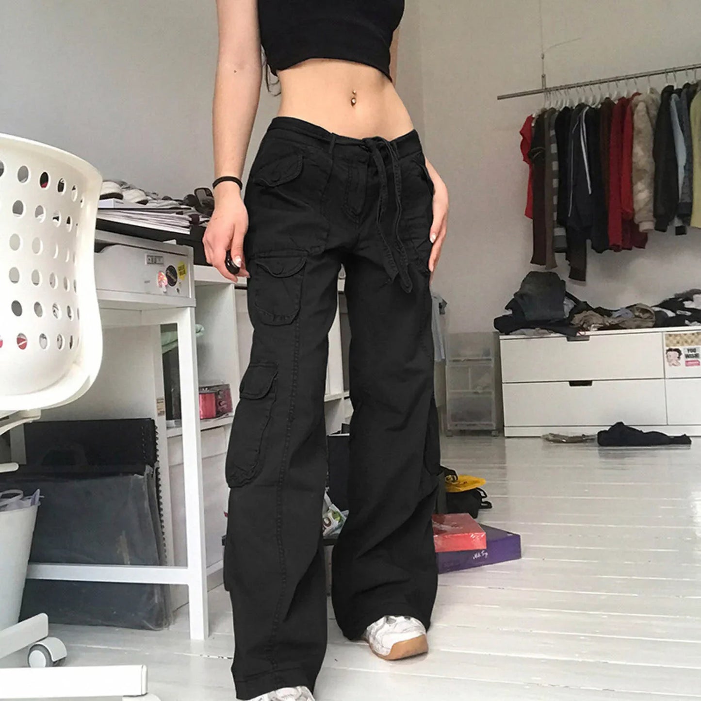 Women's Cargo Pants Women Fashion Vintage Low Rise Pants