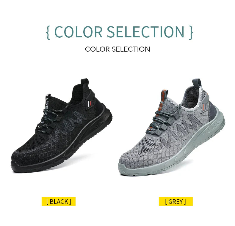 Lightweight Safety Shoes Men Steel Toe Sneakers Puncture Proof Breathable Work Safety Boots Man Comfy Construction Work Shoes
