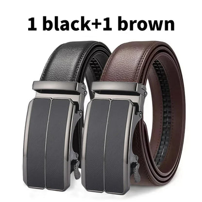 Men's Automatic Belt Adjustable Ratchet Belt for Men Brown/Black High-Quality Genuine Leather Belt Business Casual Belt for Men