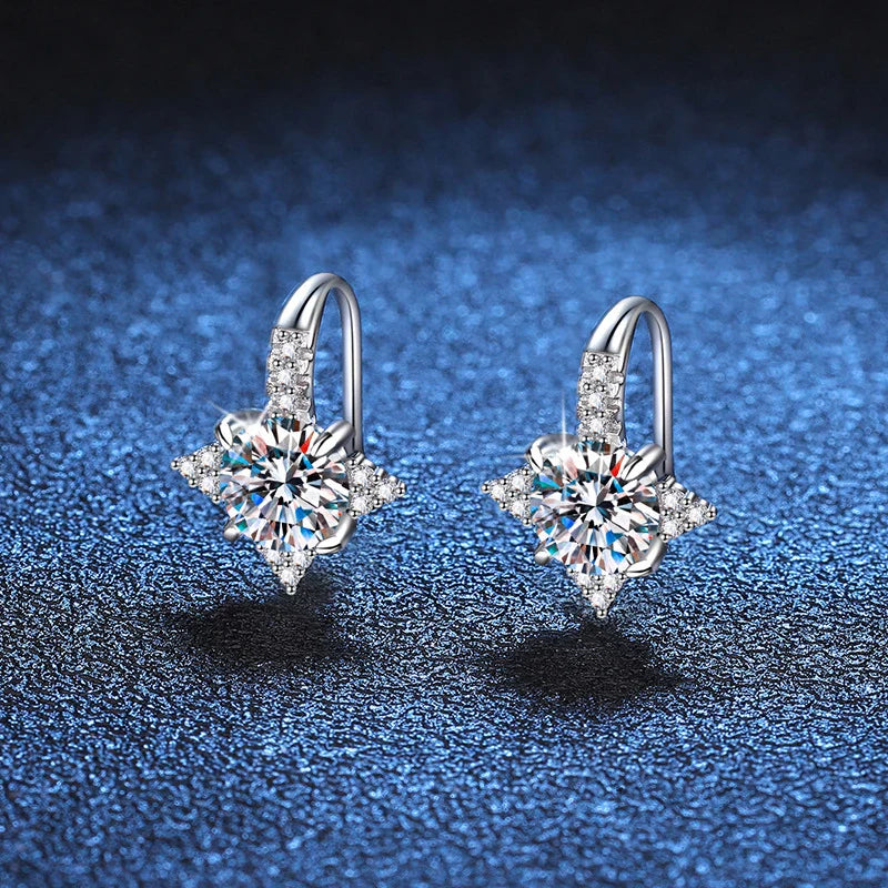 NeeTim 1ct 6.5mm Moissanite Earrings for Women S925 Sterling Silver with Gold Plated Diamond Earring Wedding Party Fine Jewelry