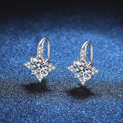 NeeTim 1ct 6.5mm Moissanite Earrings for Women S925 Sterling Silver with Gold Plated Diamond Earring Wedding Party Fine Jewelry