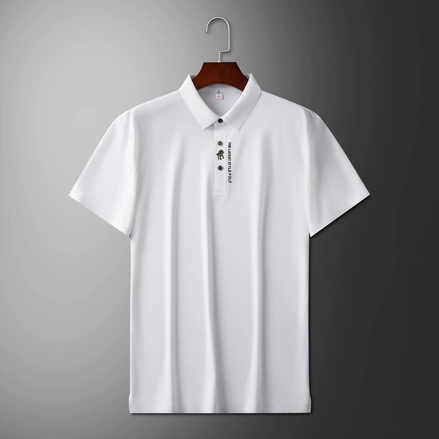 High quality silk breathable short sleeve POLO shirt men's lapel top 2024 summer new light luxury brand printed casual T-shirt