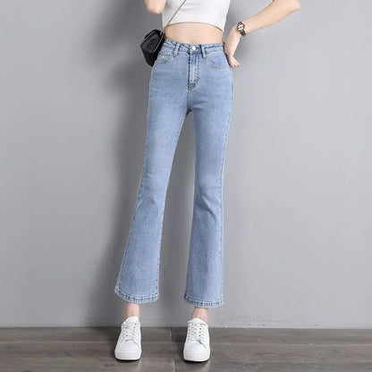 High Waist Weila Jeans Women Solid Color Denim Pants