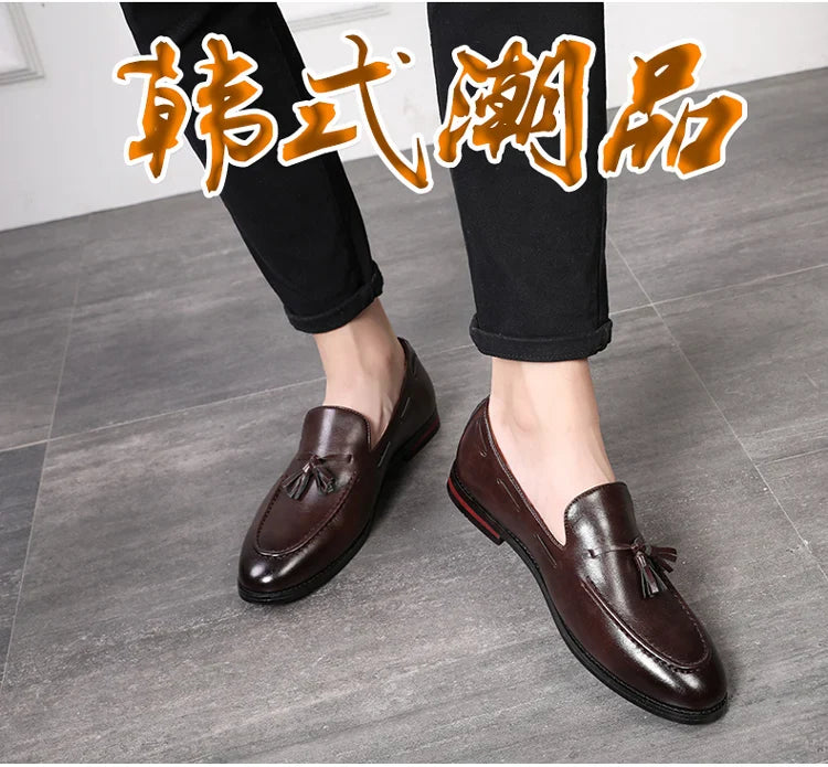 Men's Leather Shoes Fashion Business Formal Dress Loafers Moccasins Luxury 2026 Doudou shoes British Korean version plus size 48