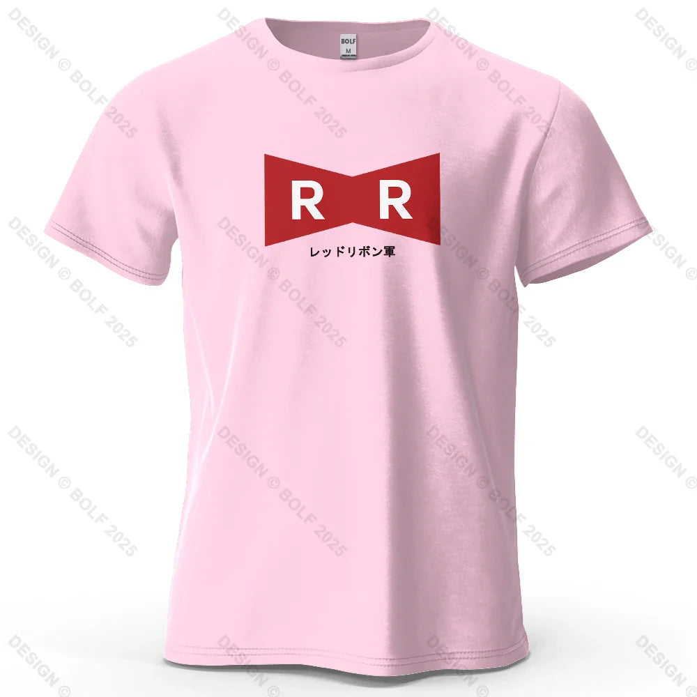 Red Ribbon Army Printed Men's T-Shirt 100% Cotton Oversized Anime Graphic Tees for Women Tops Tees Casual Streetwear
