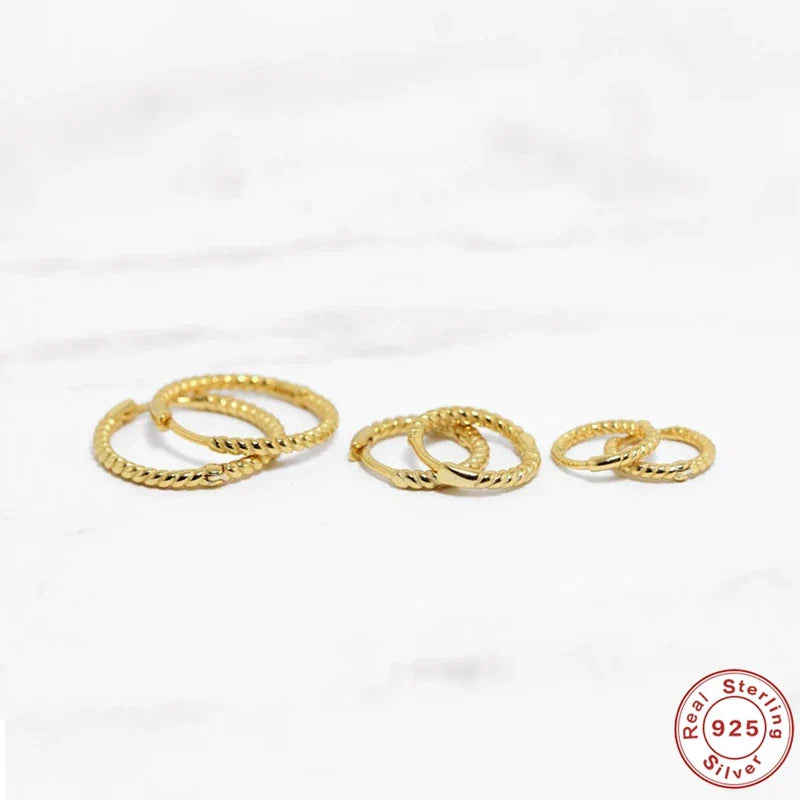 1pair 925 Sterling Silver Hoop Earring 6/7/8/13mm Circle Round Huggies for Women Men Ear Ring Bone Buckle Fashion Jewelry