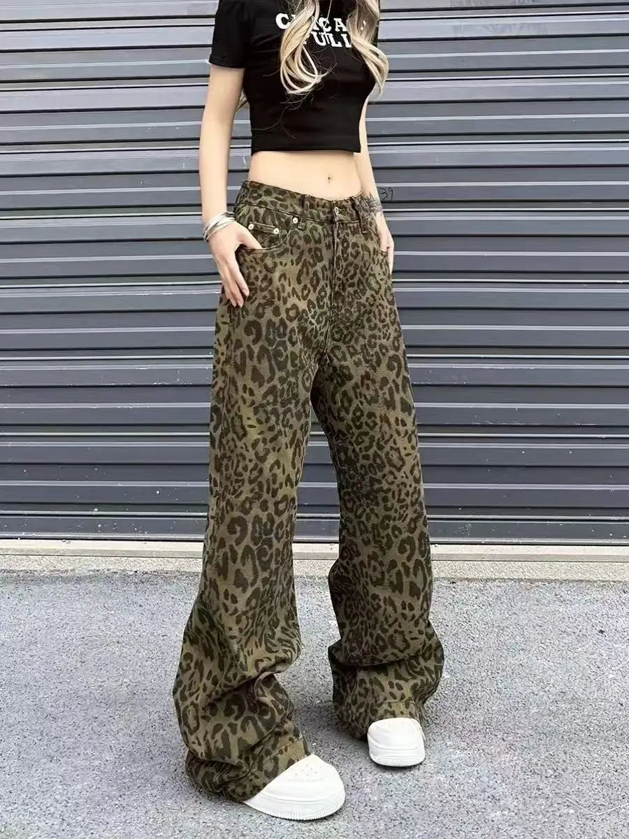 Women Denim Pants Vintage Fashion Female High Waist Casual Straight Jeans