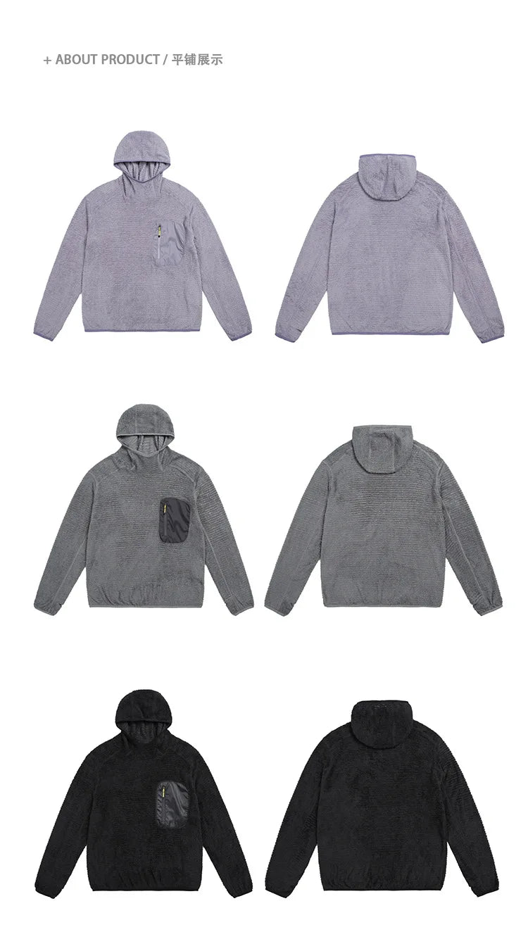 All Season 190g Ultra-light Breathable Thermal Hoodie, Urban Outdoor Techwear Mid-layer with Thumbholes & Zip Pocket