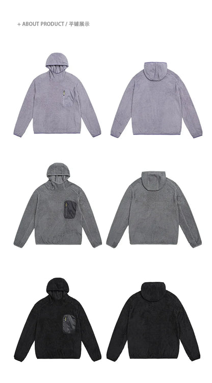 All Season 190g Ultra-light Breathable Thermal Hoodie, Urban Outdoor Techwear Mid-layer with Thumbholes & Zip Pocket