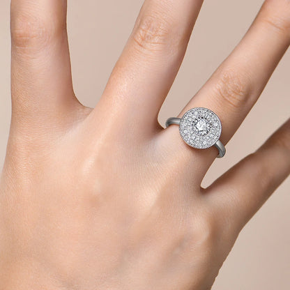 Round Cut 0.5CT Full Moissanite Ring DVVS1 Real 925 Sterling Silver for Women Engagement Fine Jewelry Shipping From USA
