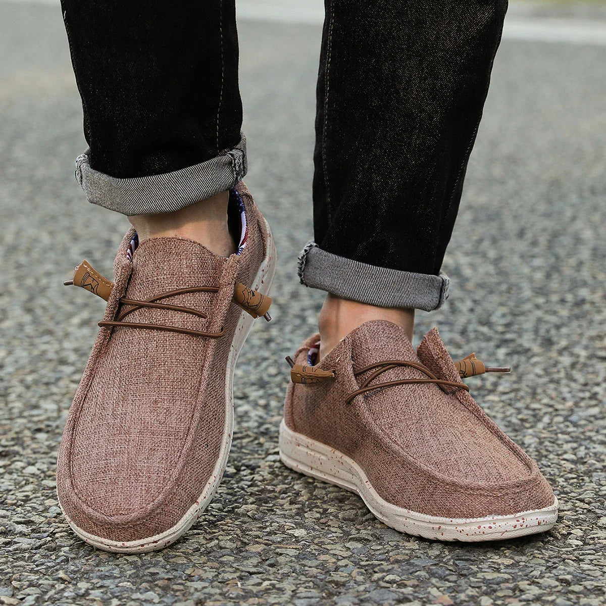 Men Casual Canvas Shoes Mens Loafers Breathable Slip on Flats Male Vulcanized Shoes Driving Shoes Plus Size 47 Walking Sneakers